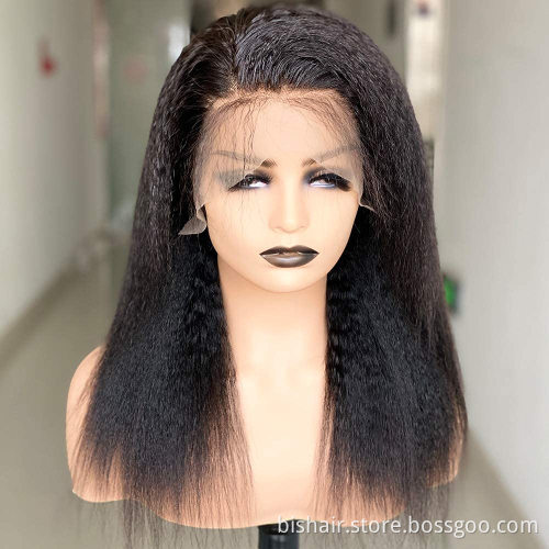 Cheap 13x4 Yaki Straight Hair Lace Wig For Women Brazil Yaki Straight Hair Wig Pre-installed Baby Hair180% Density Natural Color